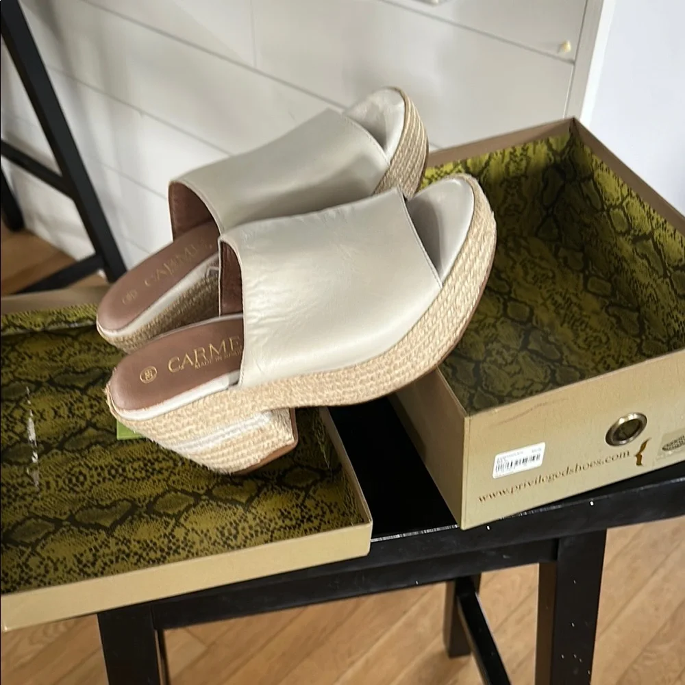 Cream Espadrille Platform Shoes with Slip-On Design - Picture 2 of 10